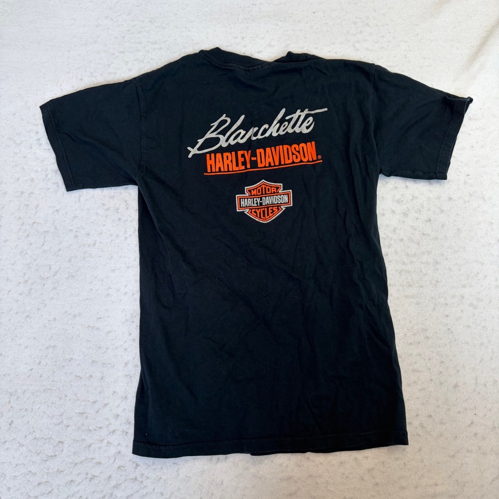 Harley-Davidson T-Shirt Mens Small Black Blanchette Graphic Heavyweight Cotton